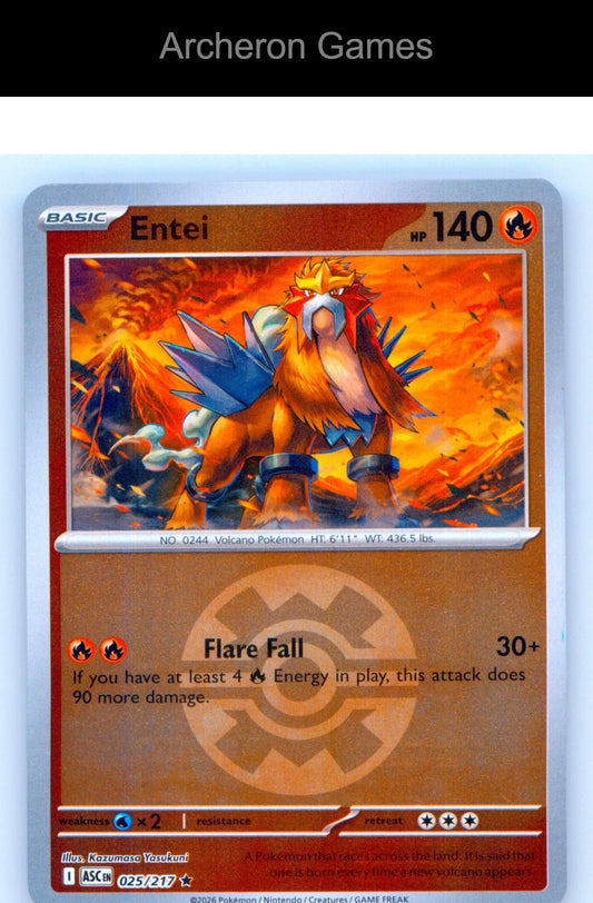 Pokemon Card Entei (Quick Ball) ASC 025/217 R Ascended Heroes Reverse Holo