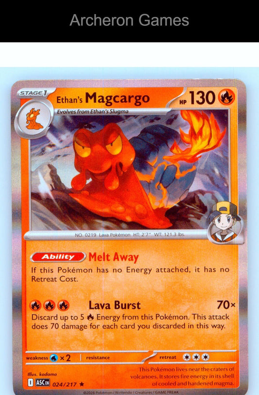 Pokemon Card Ethan's Magcargo ASC 024/217 R Ascended Heroes Holo