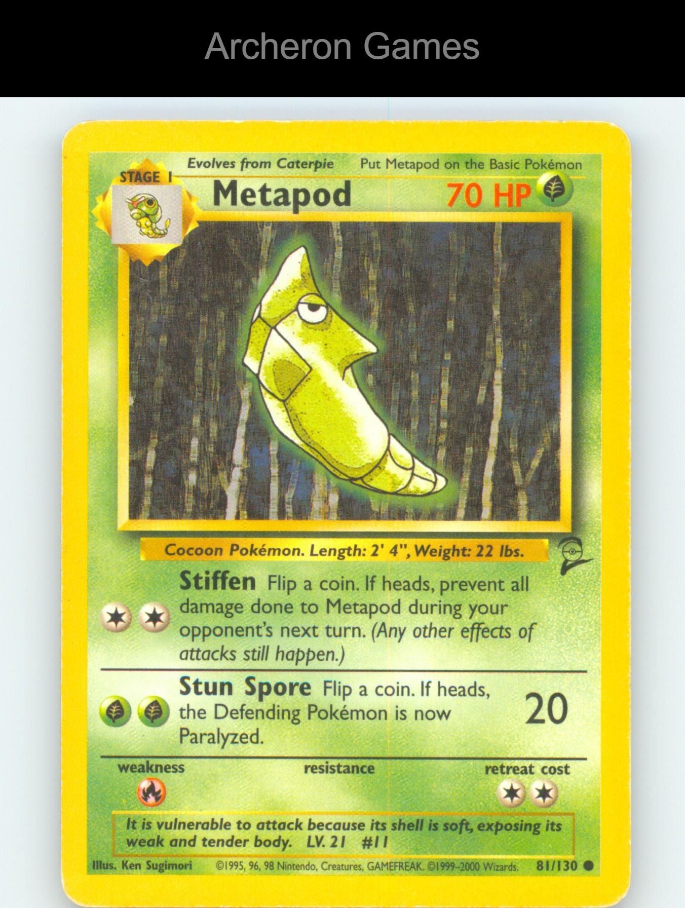 Pokemon Card Metapod B2 81/130 C Base Set 2