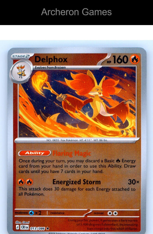 Pokemon Card Delphox ME04 013/086 R Chaos Rising Holo