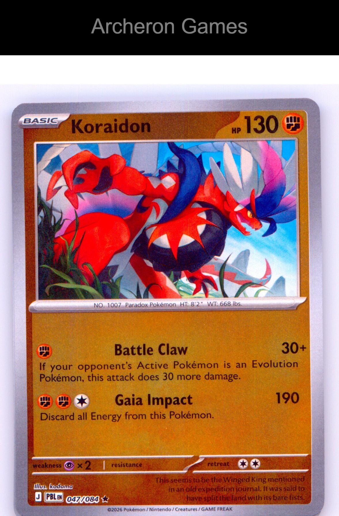 Pokemon Card Koraidon ME05 047/084 R Pitch Black Reverse Holo