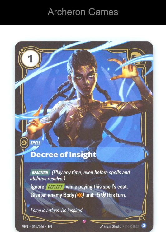Decree of Insight VEN 061/166 R Vendetta Riftbound Card Foil