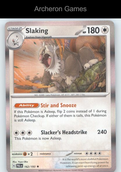 Pokemon Card Slaking PAL 162/193 R Paldea Evolved Holo