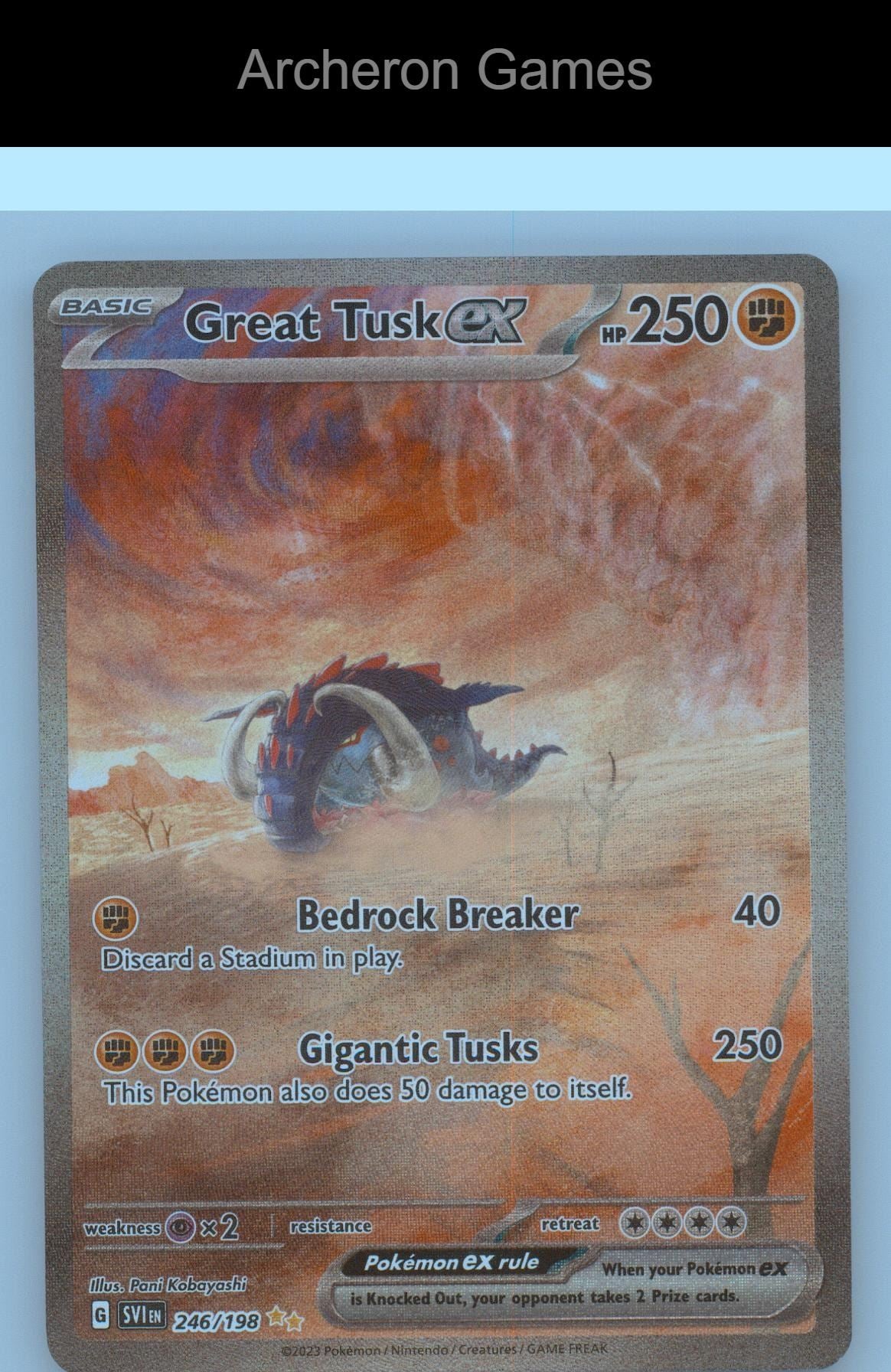 Pokemon Card Great Tusk ex SVI 246/198 Scarlet & Violet Holo