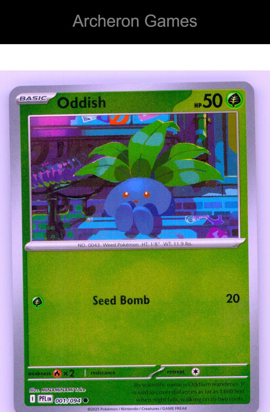 Pokemon Card Oddish PFL 001/094 C Phantasmal Flames Reverse Holo