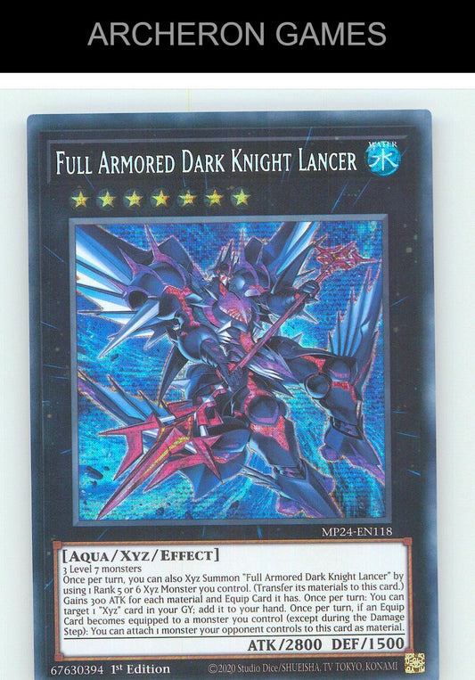 Full Armored Dark Knight Lancer Prismatic Secret Rare YUGIOH Card 1st Edition