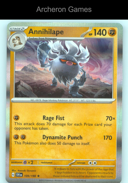 Pokemon Card Annihilape SVI 109/198 R Scarlet & Violet Holo