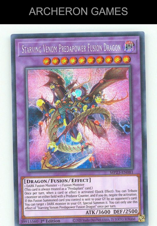 Starving Venom Predapower Fusion Dragon SEC YUGIOH Card