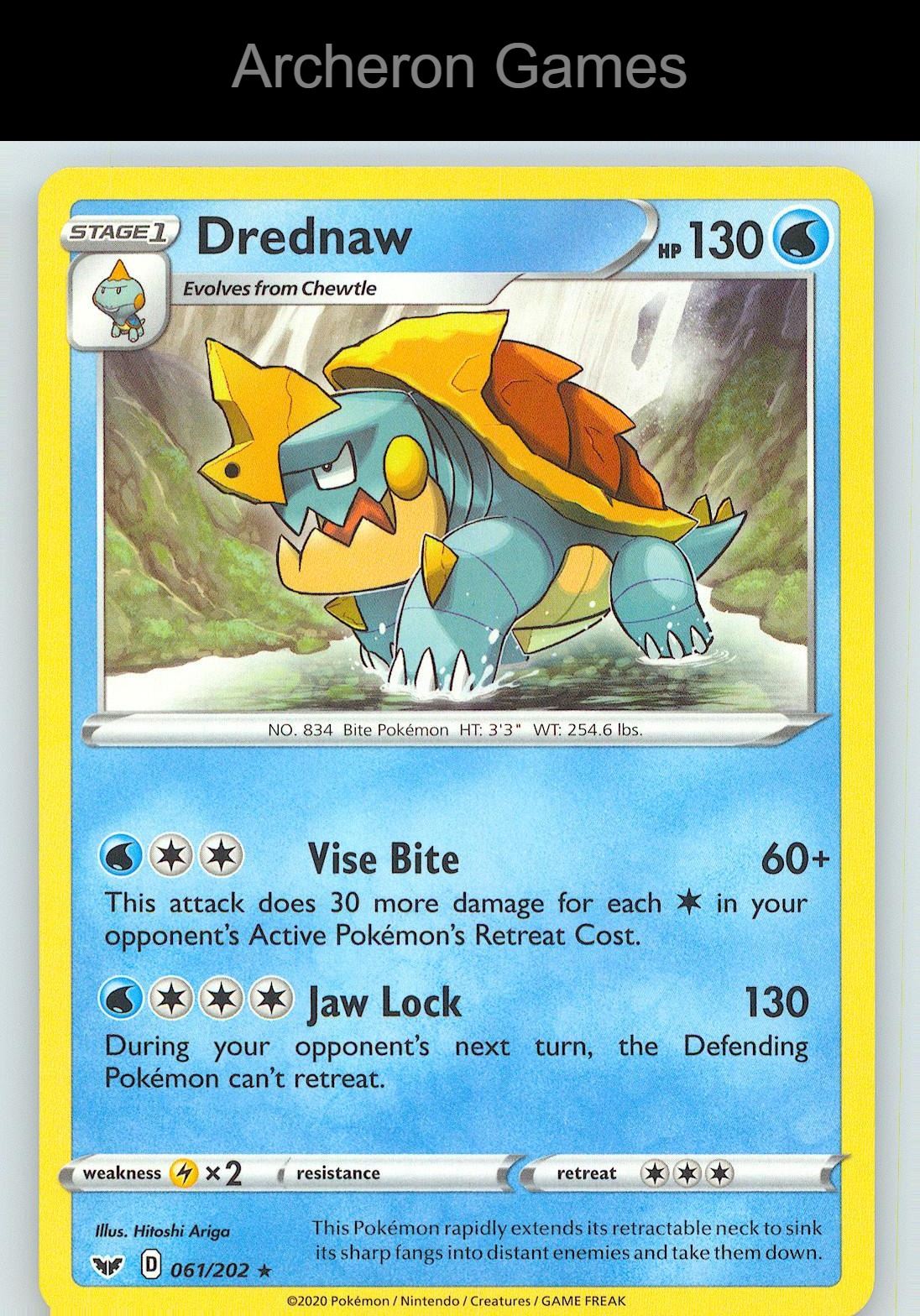 Pokemon Card Drednaw SSH 061/202 R Sword & Shield