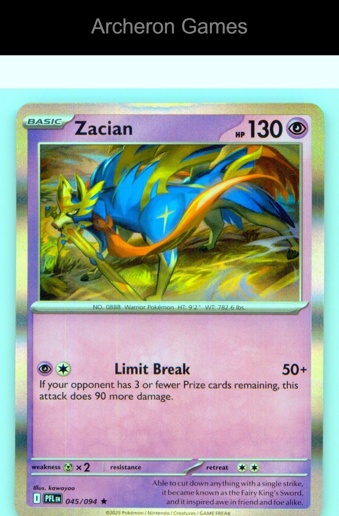 Pokemon Card Zacian PFL 045/094 R Phantasmal Flames Holo