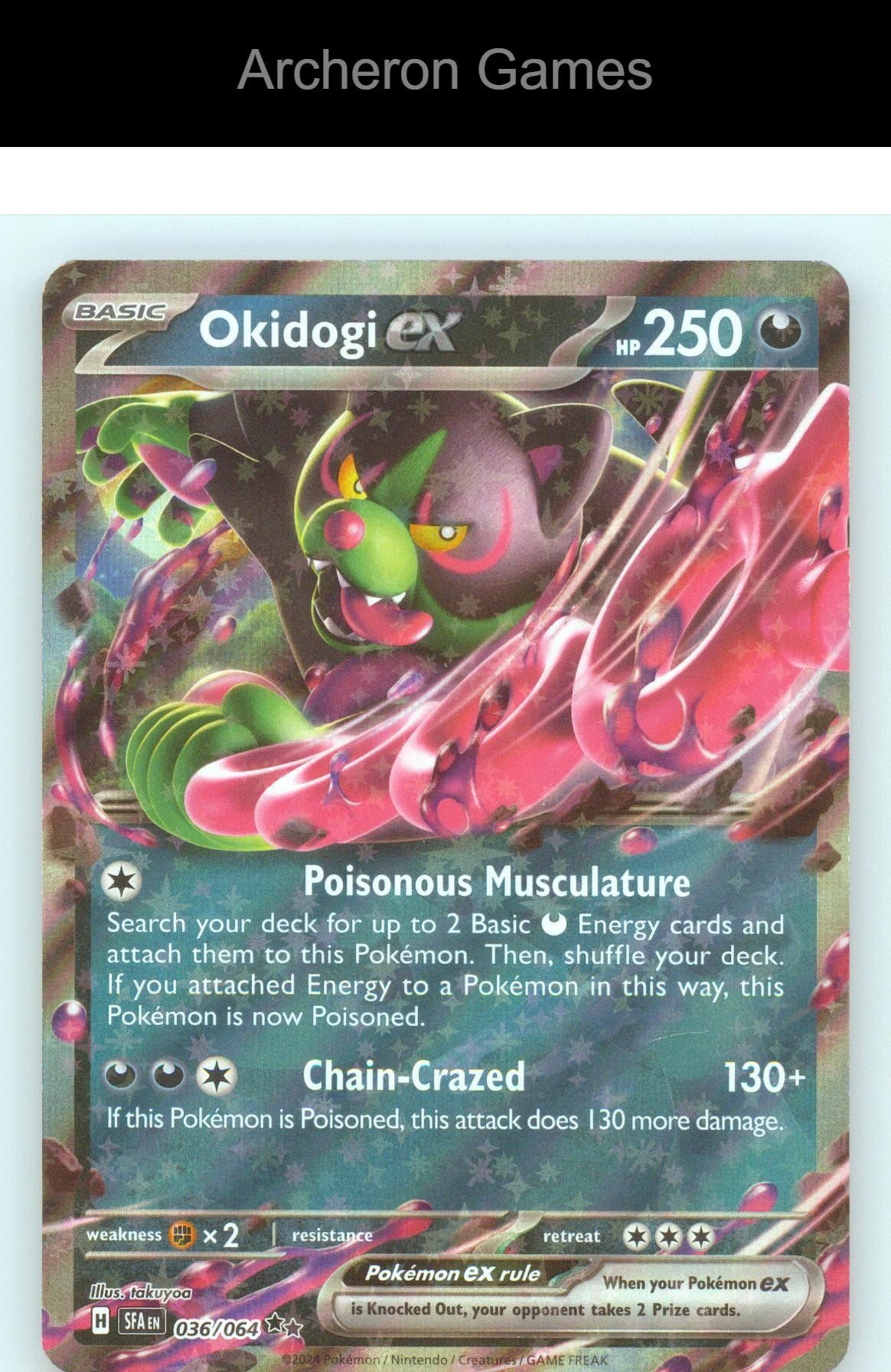 Pokemon Card Okidogi ex SFA 036/064 Double Rare Shrouded Fable Holo