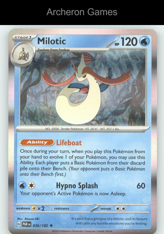 Pokemon Card Milotic PAR 036/182 R Paradox Rift Holo
