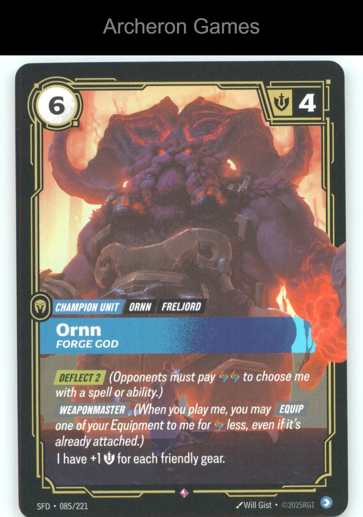 Ornn - Forge God SFD 085/221 R  Card Spiritforged
