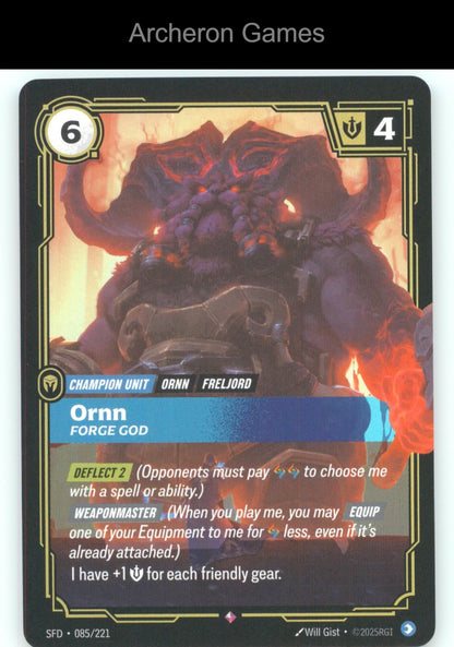 Ornn - Forge God SFD 085/221 R  Card Spiritforged