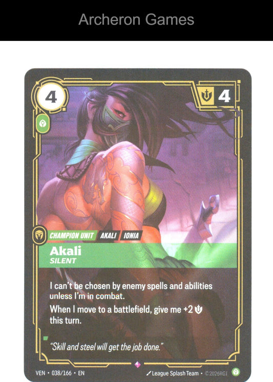 Akali - Silent VEN 038/166 R Vendetta Riftbound Card Foil