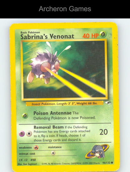 Pokemon Card Sabrina's Venonat G1 96/132 C Gym Heroes Unlimited