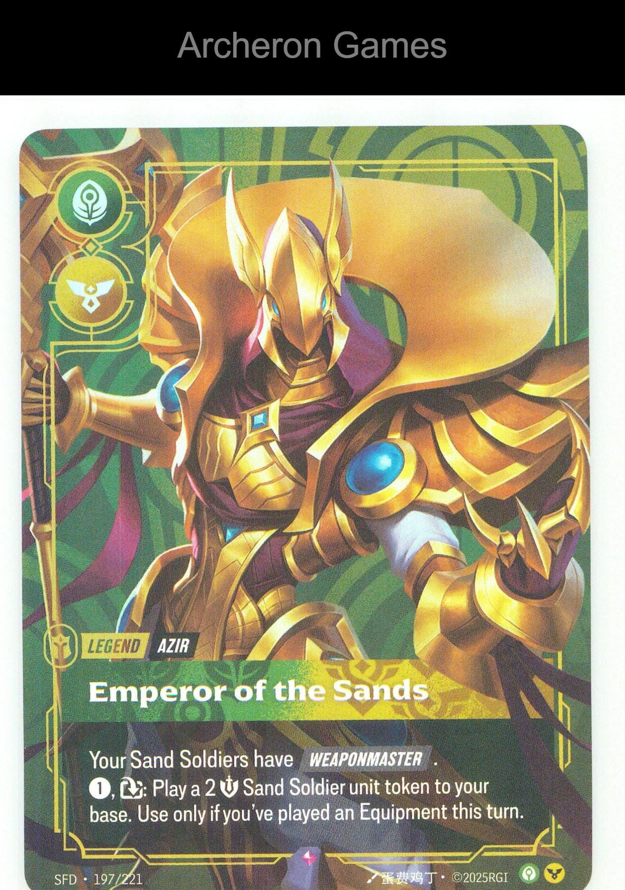Azir - Emperor of the Sands SFD 197/221 R Spiritforged Riftbound Card Foil