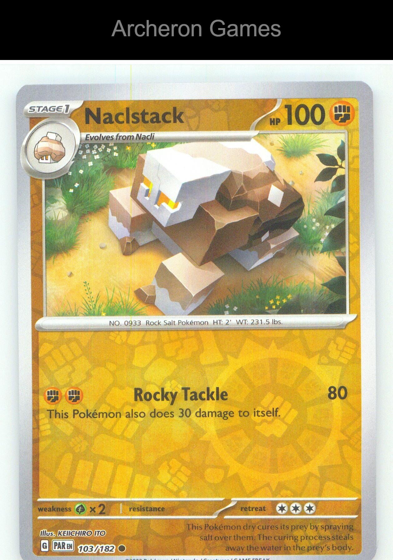 Pokemon Card Naclstack PAR 103/182 C Paradox Rift Reverse Holo