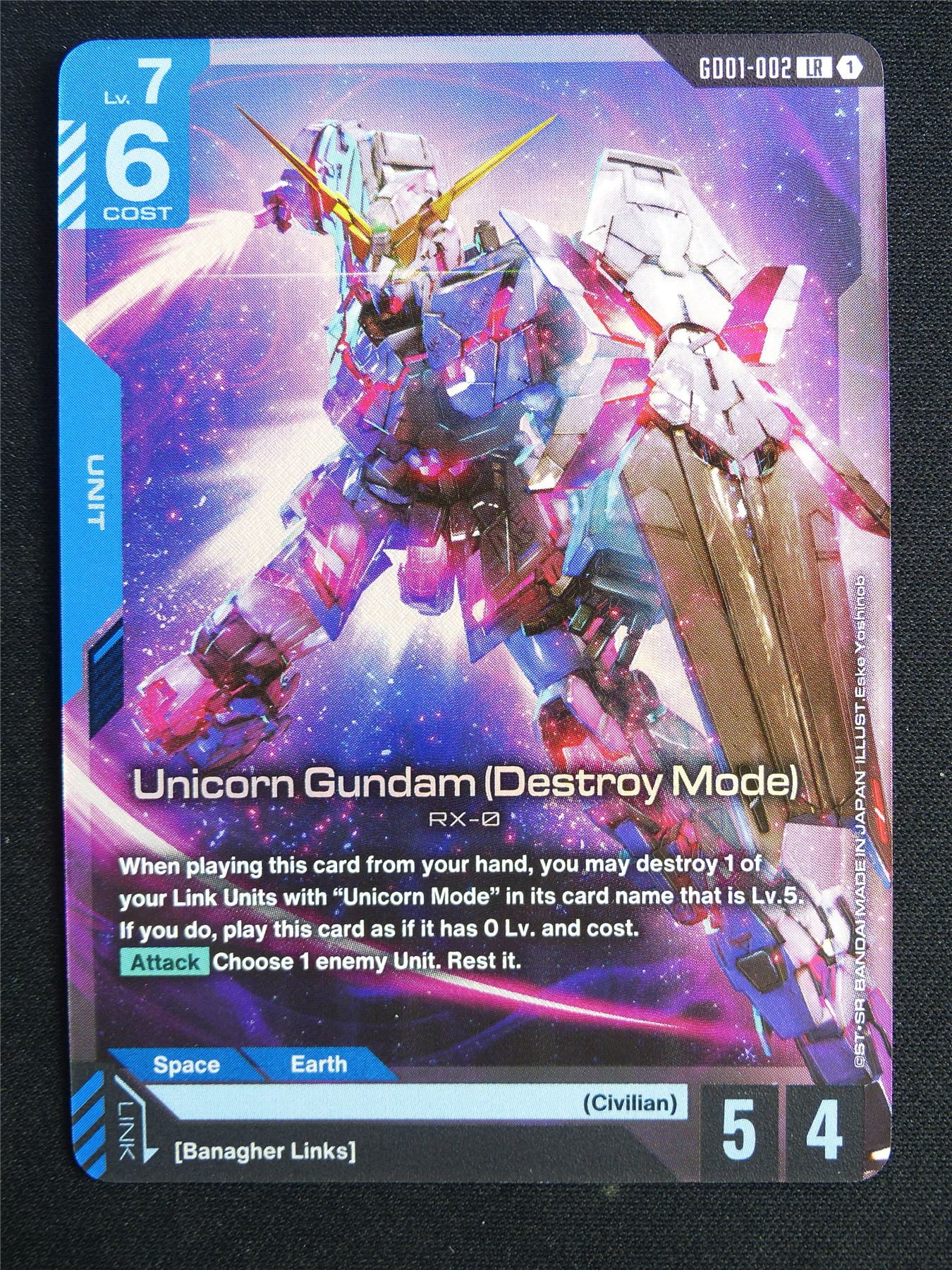 Unicorn Gundam Detroy Mode GD01-002 LR - Gundam Card #584