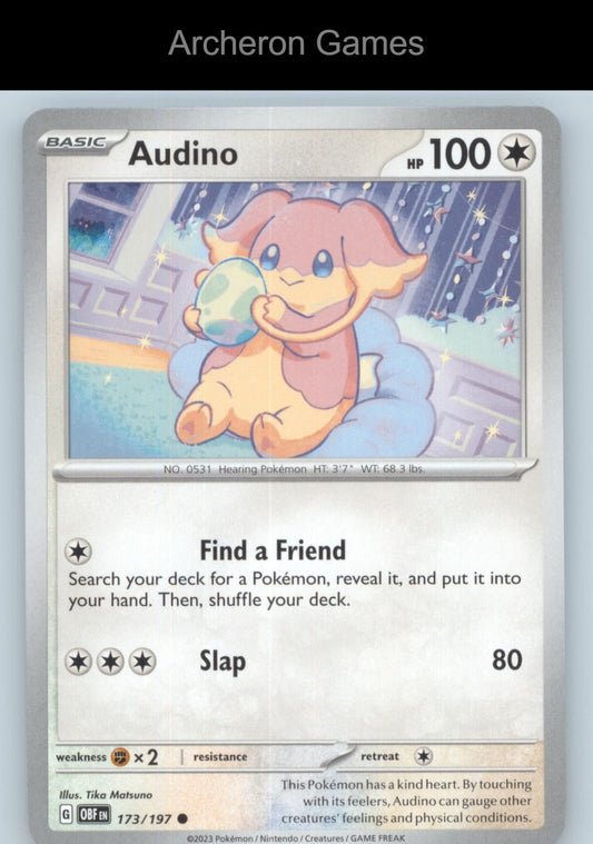 Pokemon Card Audino OBF 173/197 C Obsidian Flames