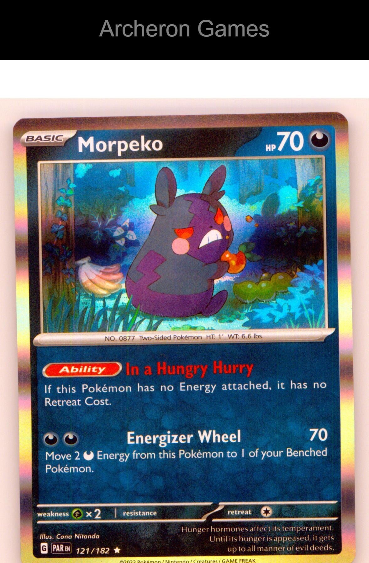 Pokemon Card Morpeko PAR 121/182 R Paradox Rift Holo