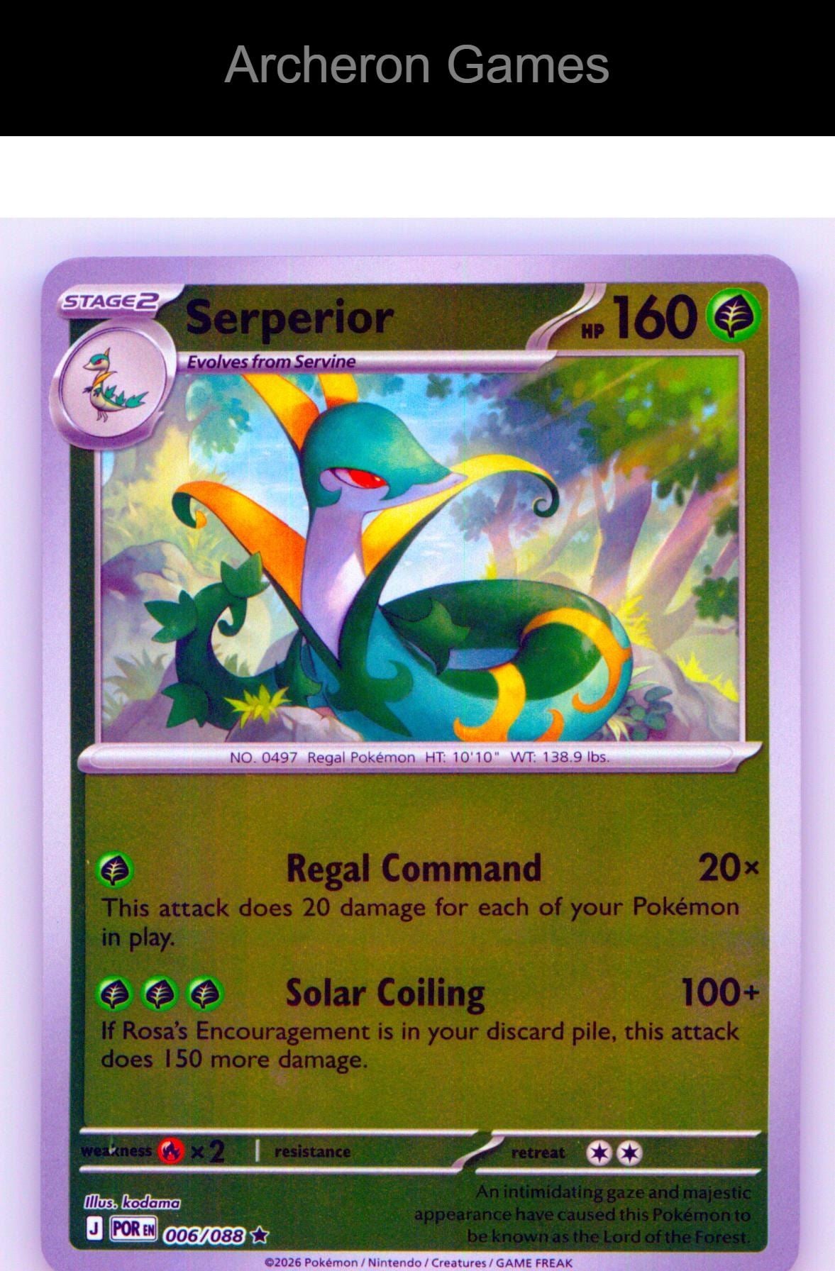 Pokemon Card Serperior ME03 006/088 R Perfect Order Reverse Holo
