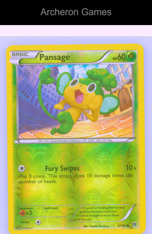 Pokemon Card Pansage BKT 5/162 C BREAKthrough Reverse Holo
