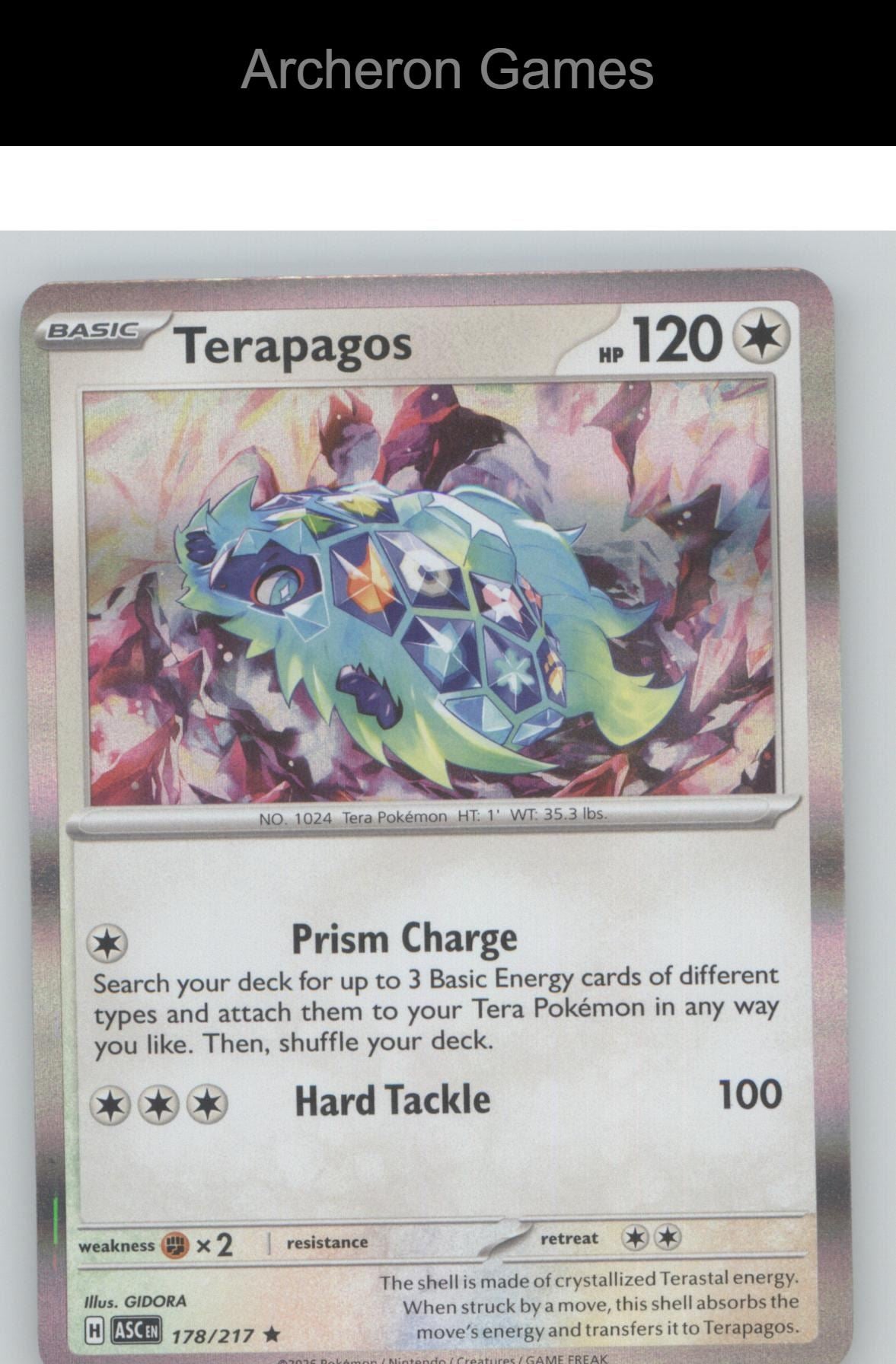Pokemon Card Terapagos ASC 178/217 R Ascended Heroes Holo