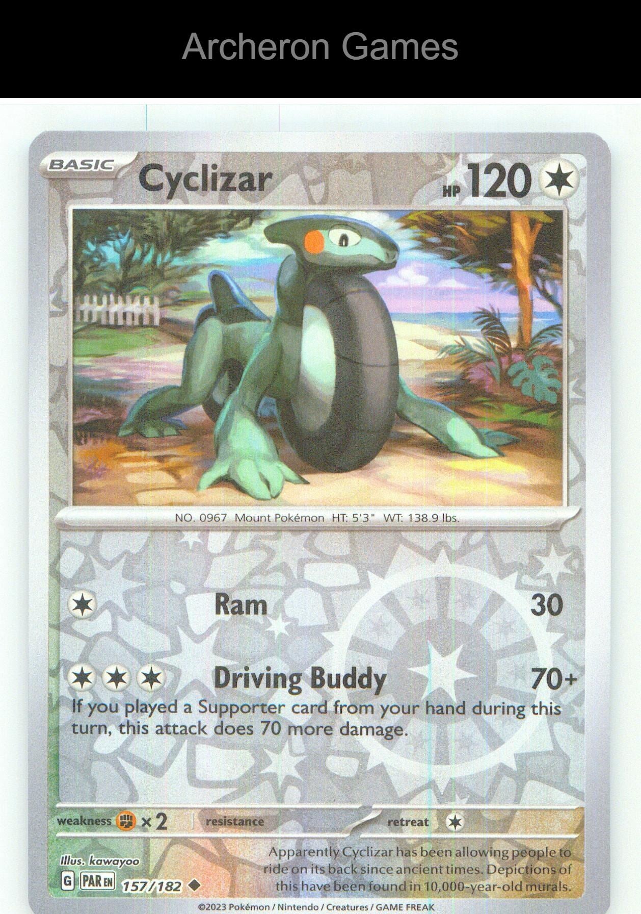 Pokemon Card Cyclizar PAR 157/182 UC Paradox Rift Reverse Holo