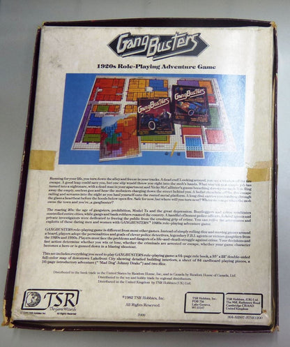 TSR Hobbies Inc 1982 - Gang Busters 1920s Roleplaying Adventure Game #5U