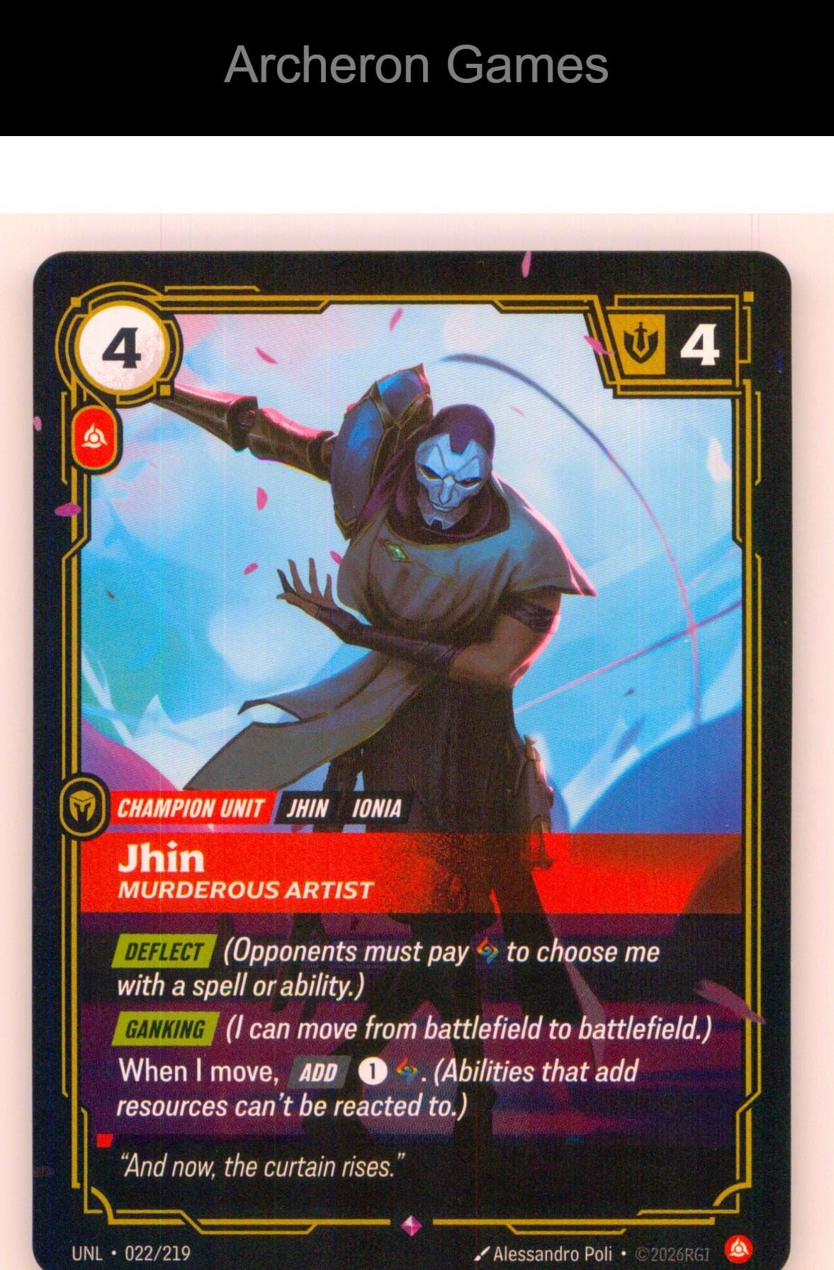 Jhin - Murderous Artist UNL 022/219 R Unleashed Riftbound Card