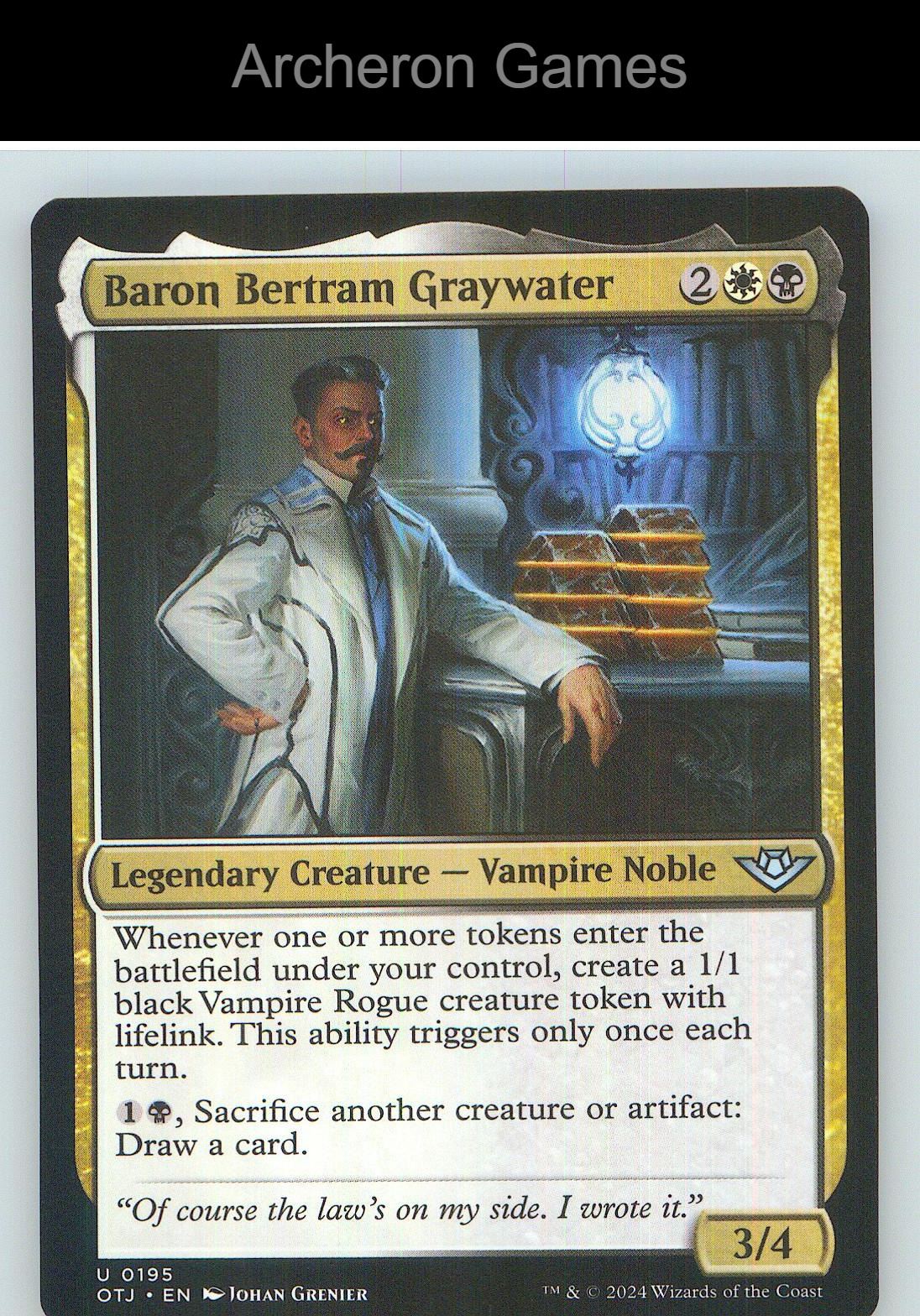 Baron Bertram Graywater OTJ 195 UC MTG Card NM/EX+