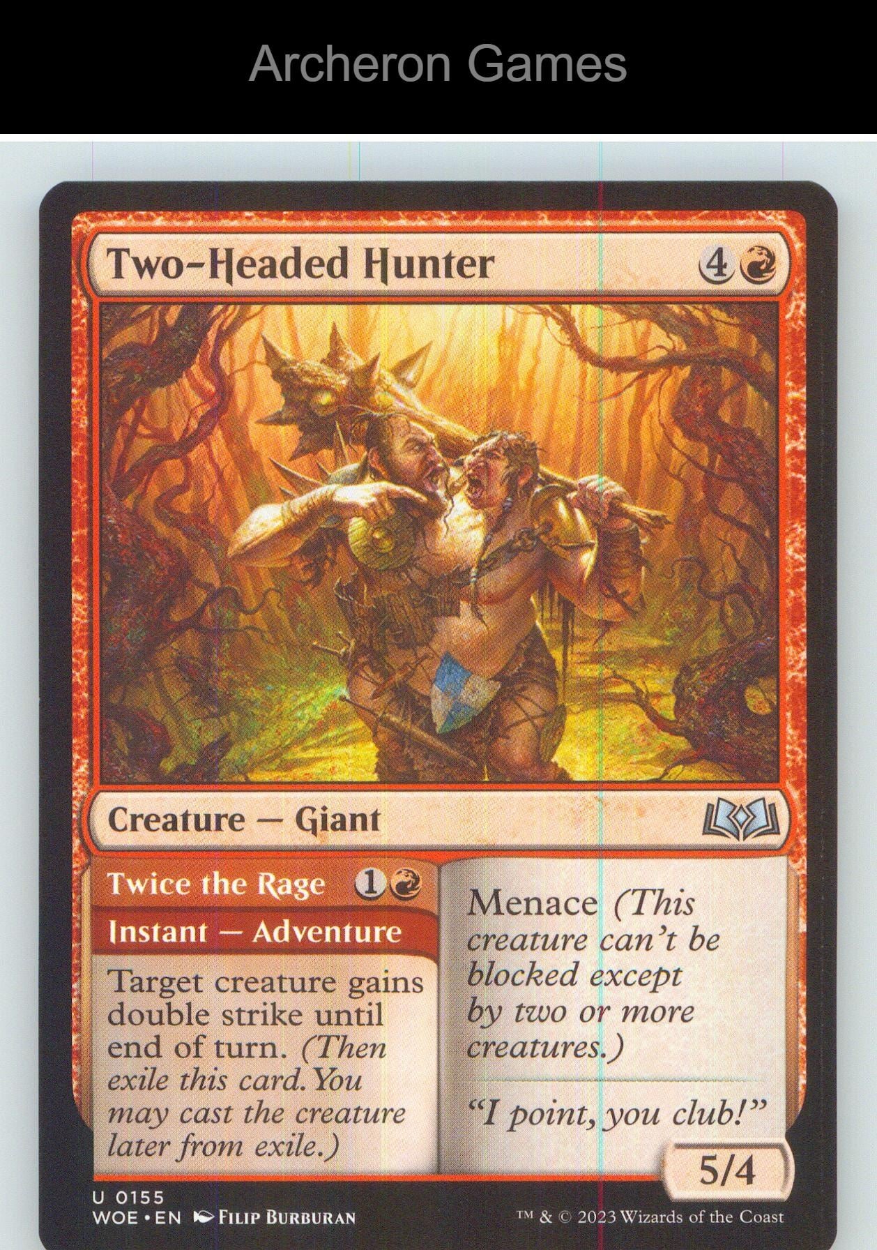 Two-Headed Hunter WOE 155 UC MTG Card NM/EX+