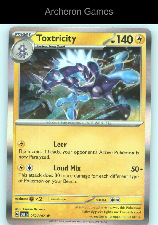 Pokemon Card Toxtricity OBF 072/197 R Obsidian Flames Holo