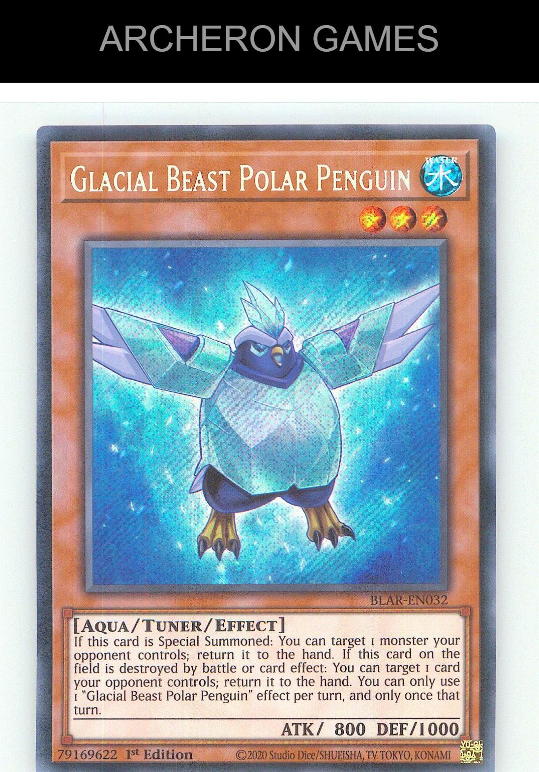 Glacial Beast Polar Penguin SEC YUGIOH Card 1st Edition
