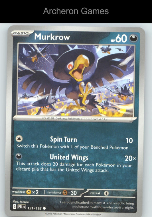 Pokemon Card Murkrow PAL 131/193 C Paldea Evolved