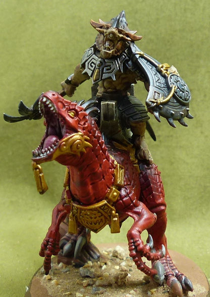 Saurus Scar-Veteran on Aggradon painted - Seraphon - Warhammer AoS #YJ