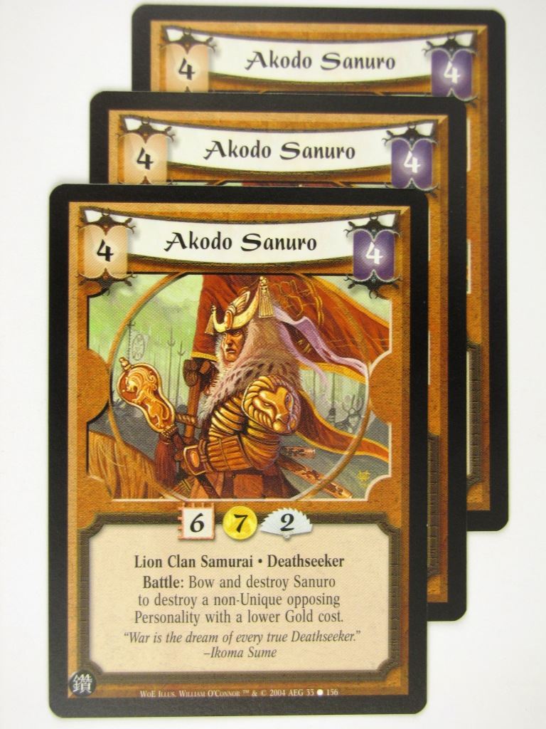 Vintage L5R Cards: AKODO SANURO x3 # 16J17