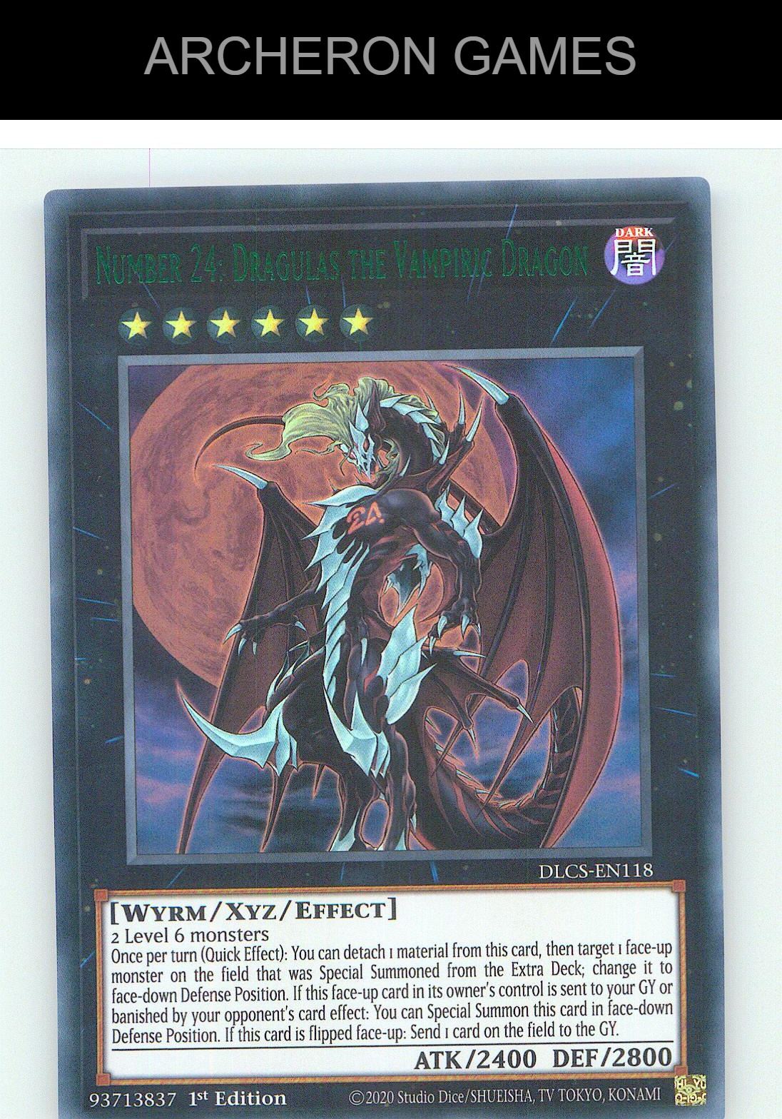 Number 24: Dragulas the Vampiric Dragon (Green) YUGIOH Card 1st Edition