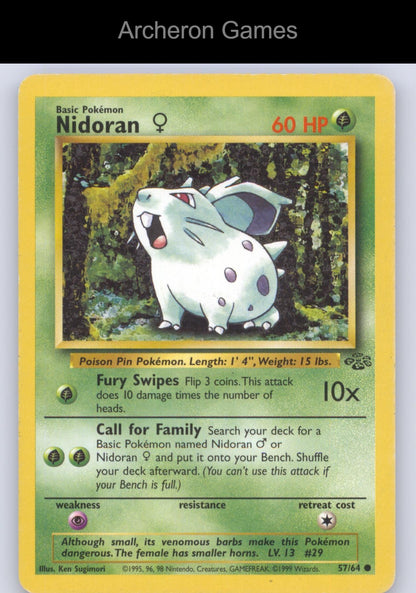 Pokemon Card Nidoran F JU 57/64 C Jungle Unlimited