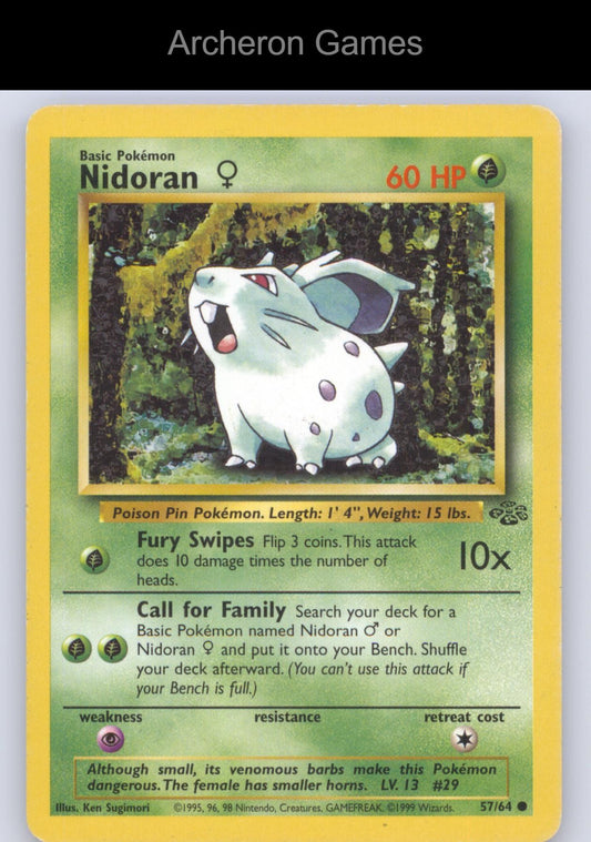 Pokemon Card Nidoran F JU 57/64 C Jungle Unlimited