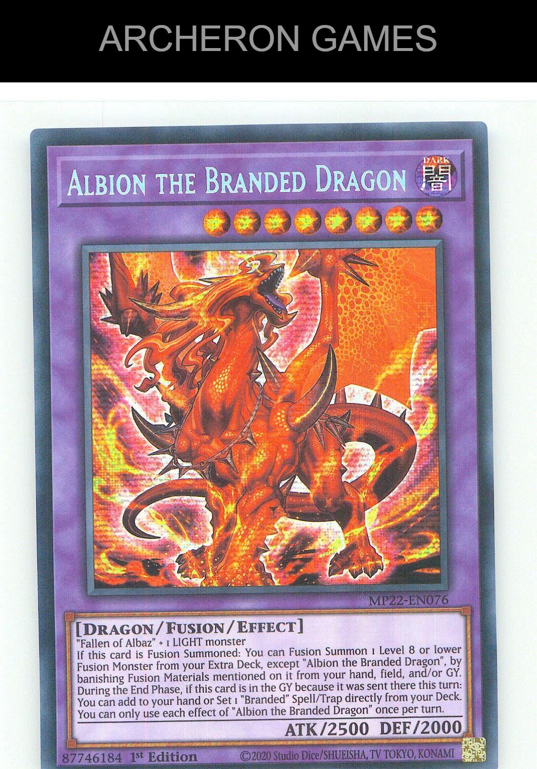 Albion the Branded Dragon Prismatic Secret Rare YUGIOH Card 1st Edition