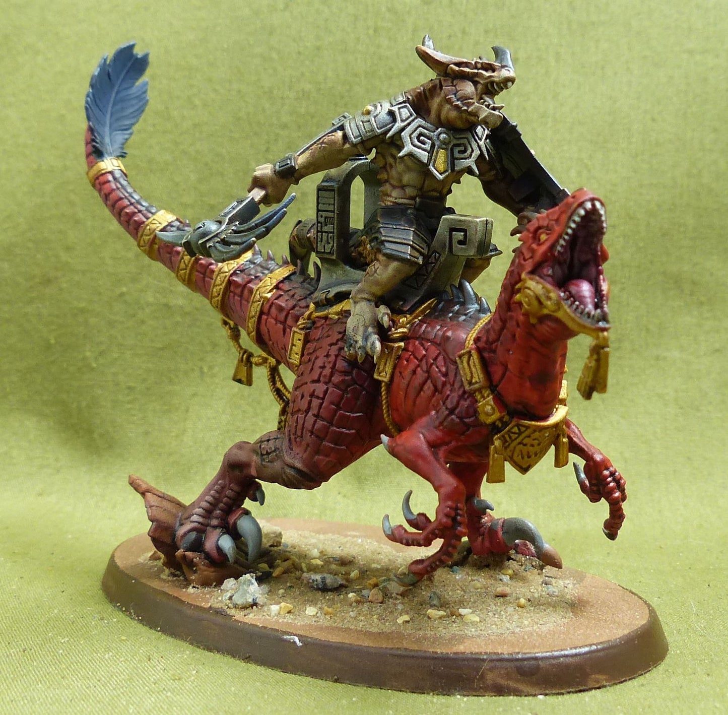 Saurus Scar-Veteran on Aggradon painted - Seraphon - Warhammer AoS #YJ