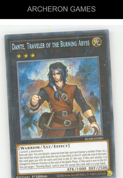 Dante, Traveler of the Burning Abyss SEC YUGIOH Card 1st Edition
