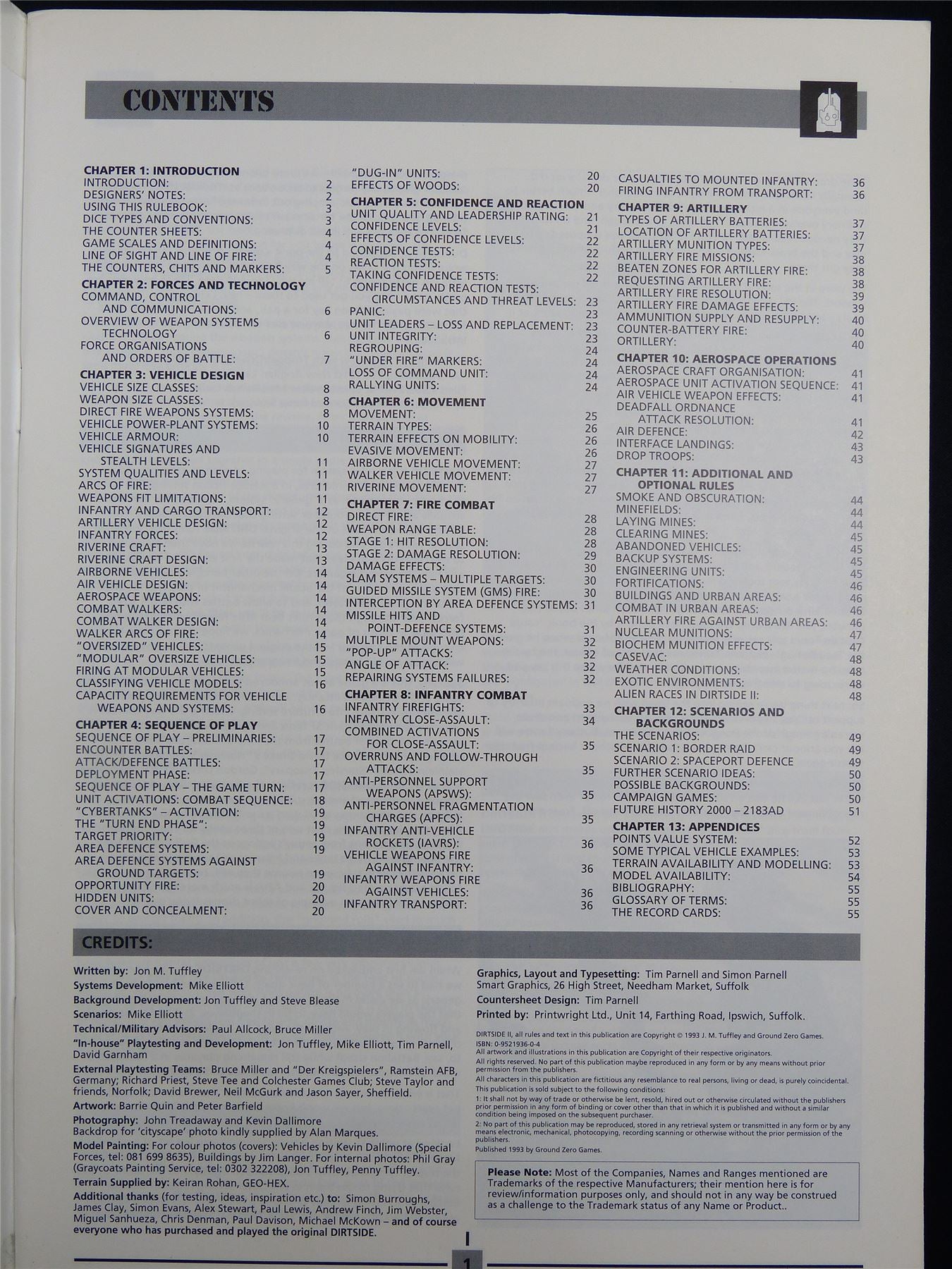 Dirtside II: Science Fiction Ground Combat Miniatures Rulebook Booklet #2SC