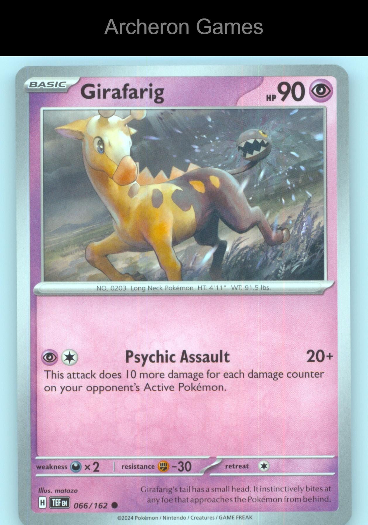 Pokemon Card Girafarig TEF 066/162 C Temporal Forces