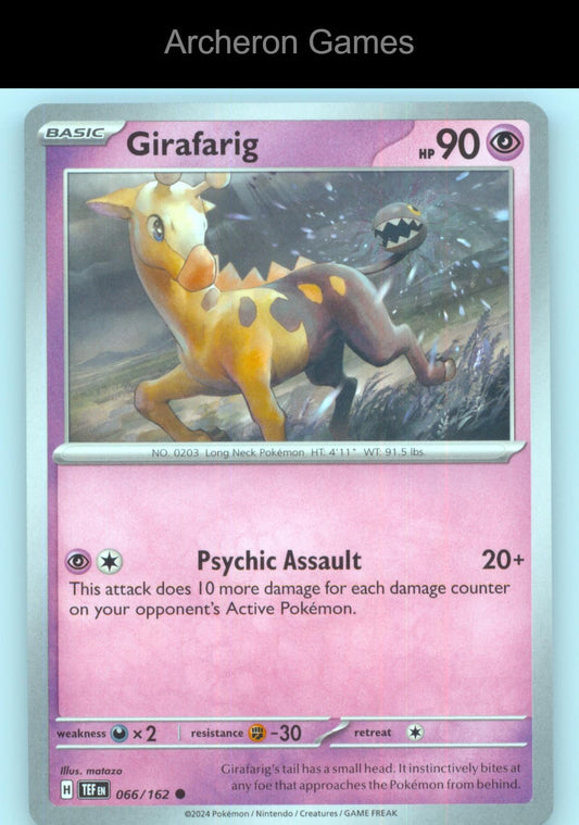 Pokemon Card Girafarig TEF 066/162 C Temporal Forces