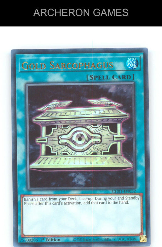 Gold Sarcophagus Premium Gold Rare YUGIOH Card 1st Edition