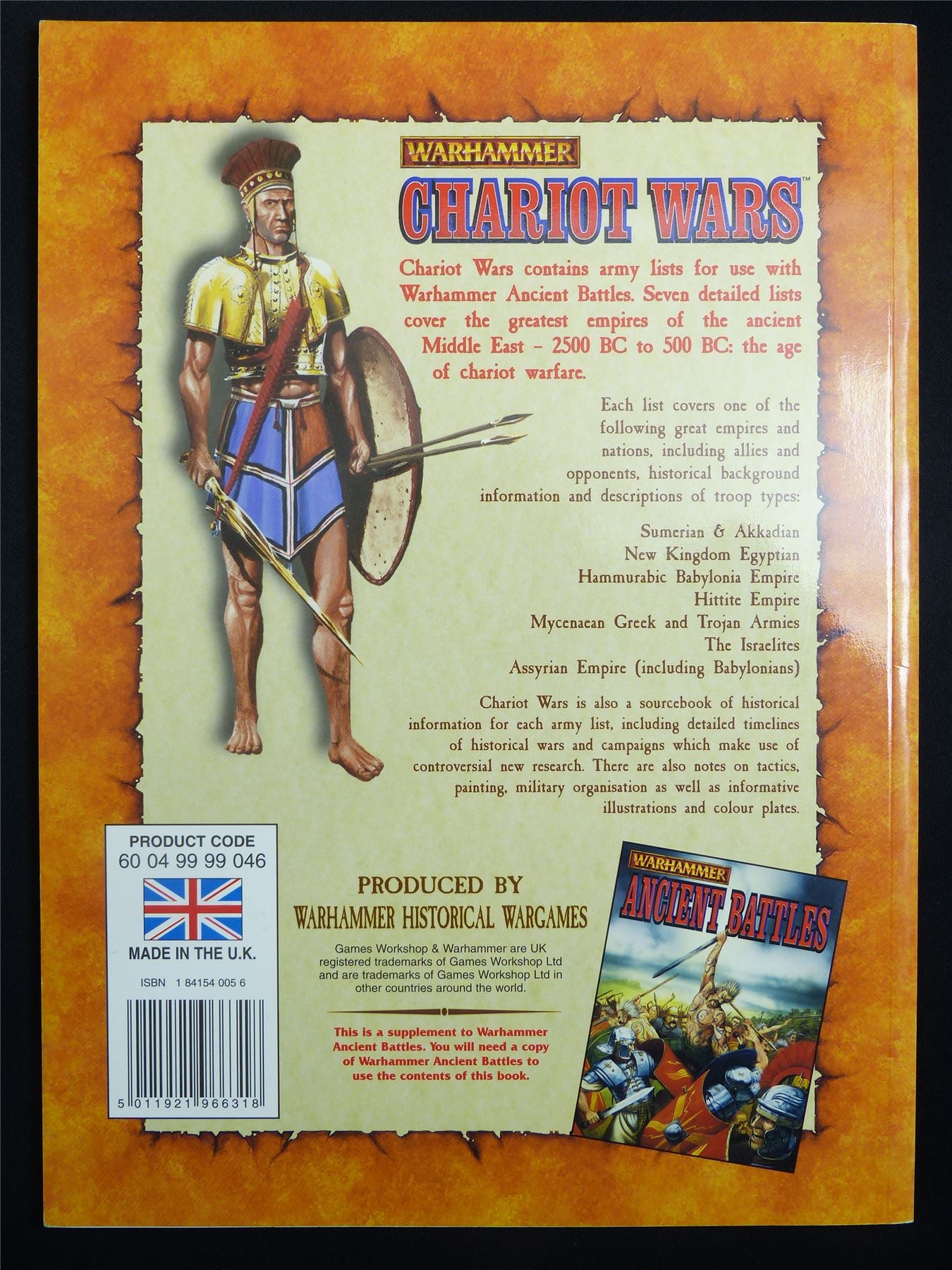Chariot Wars: Ancient Battle Supplement Rulebook OOP - Warhammer Softback #K5
