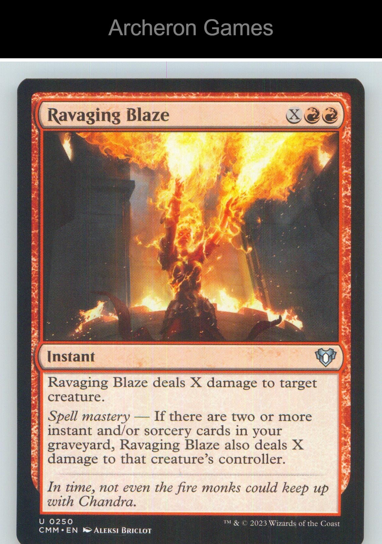 Ravaging Blaze CMM 250 UC MTG Card NM/EX+